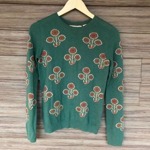 anthropologie button back flower thin sweater